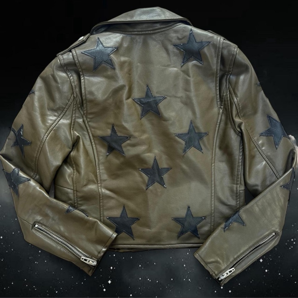 Star-Patterned Faux Leather Jacket - Picture 2 of 8